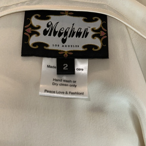 Meghan Fabulous LA *Carlin* ivory silk embellished pleated dress 2 - Picture 8 of 8